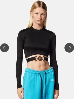 Versace Black Top with Gold Medusa Buckle